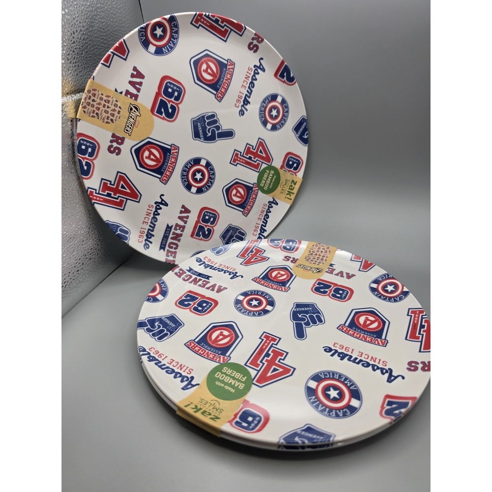 Zak! Marvel Avengers Bamboo Fiber Dinner Plates 10" Set of 4 Captain America